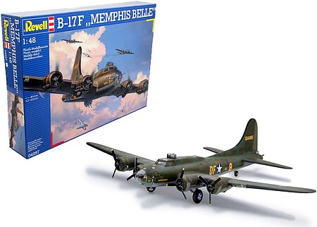plastic airplane model,model planes,Boeing B-17F Memphis Belle -- Plastic Model Airplane Kit -- 1/48 Scale -- #04297